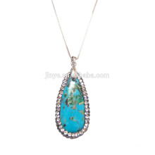 Moda Bling Rhinestone Drop Forma Gemstone Jasper Colar